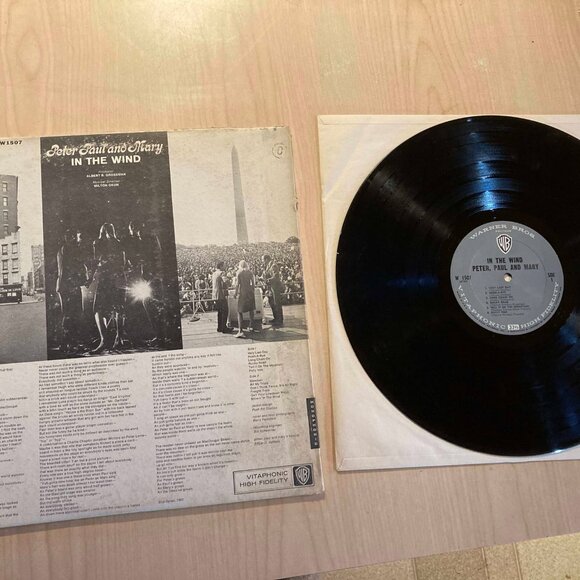 1963 Peter Paul and Mary In The Wind Vinyl Record LP Album W1507 Warner Bros - Picture 2 of 2